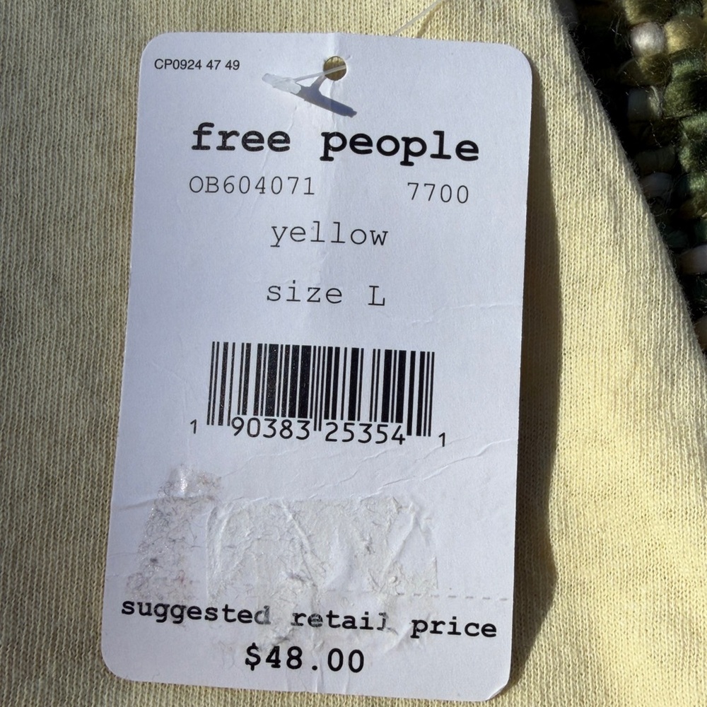Free People women's off-the-shoulder casual top, yellow, size L NWT - Picture 4 of 5